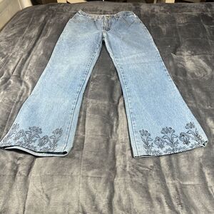 Y2K Vintage Watch LA Cowgirl Studded Light Wash embroidered Jeans Womens Size 11